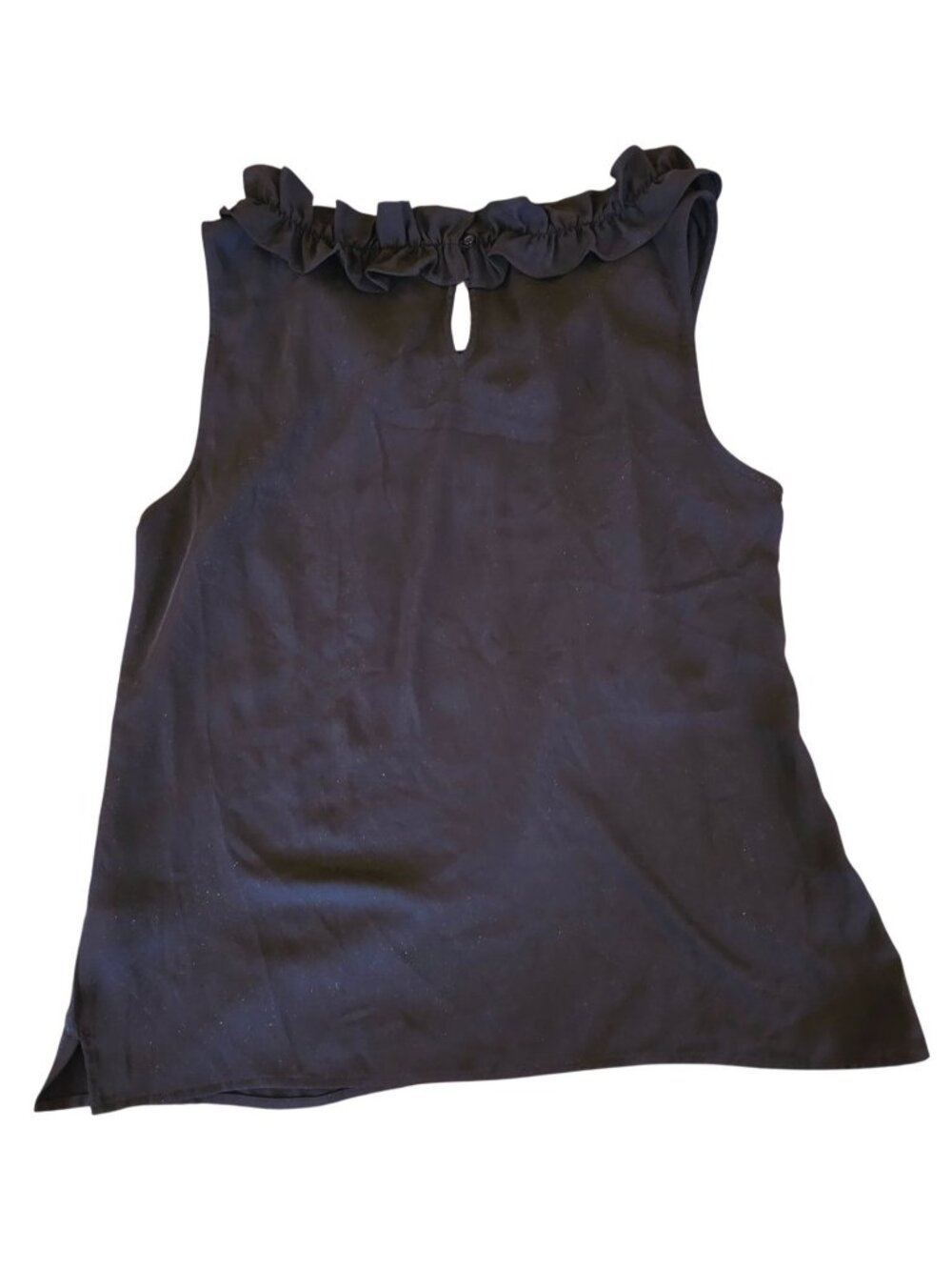 Talbots Womens Black Sleeveless Ruffle-Neck Blouse Size L New With Tags - Picture 2 of 11